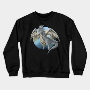 Kawaii Robotic Metal Dragon - With Background Crewneck Sweatshirt